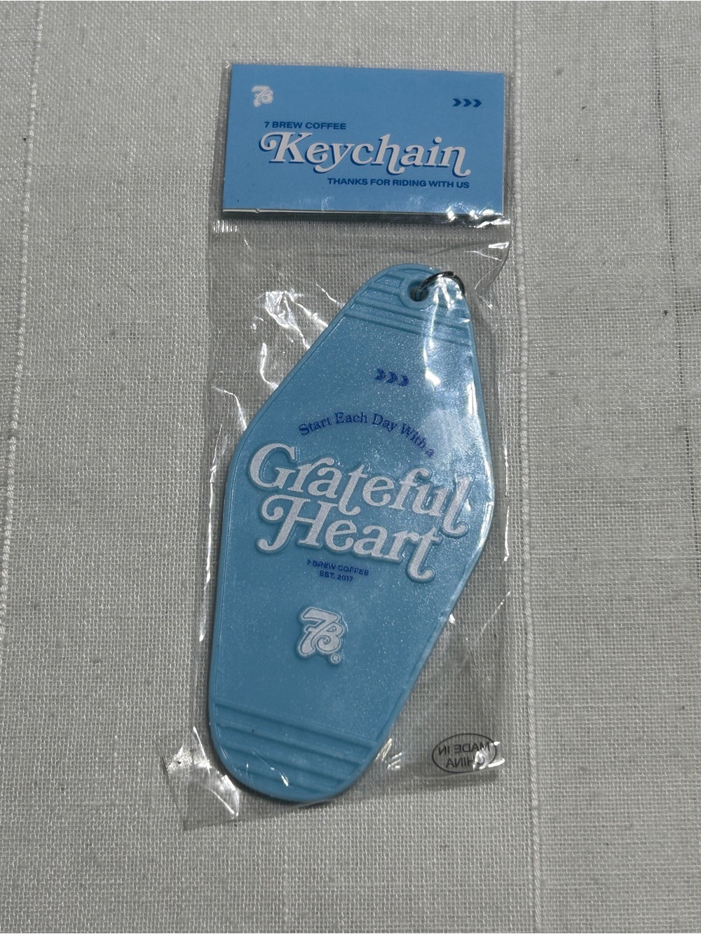 Grateful Heart Blue Keychain